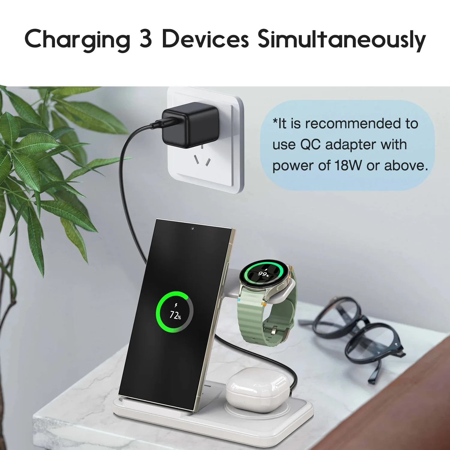 Desktop 3-in-1 Wireless Charge - Smartwatch Ac recension och pris