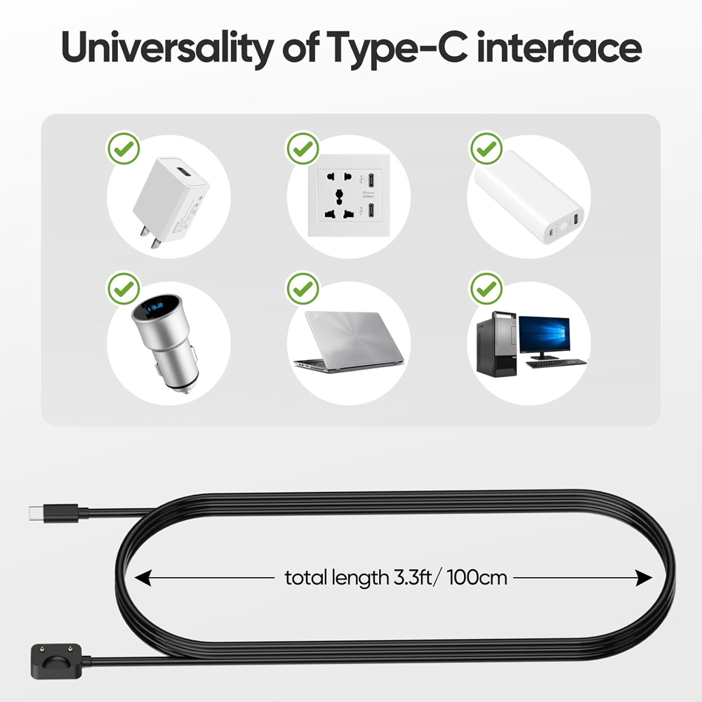 Black USB-C Charging Cord for  - Best Smartwatch Accessories recension och pris