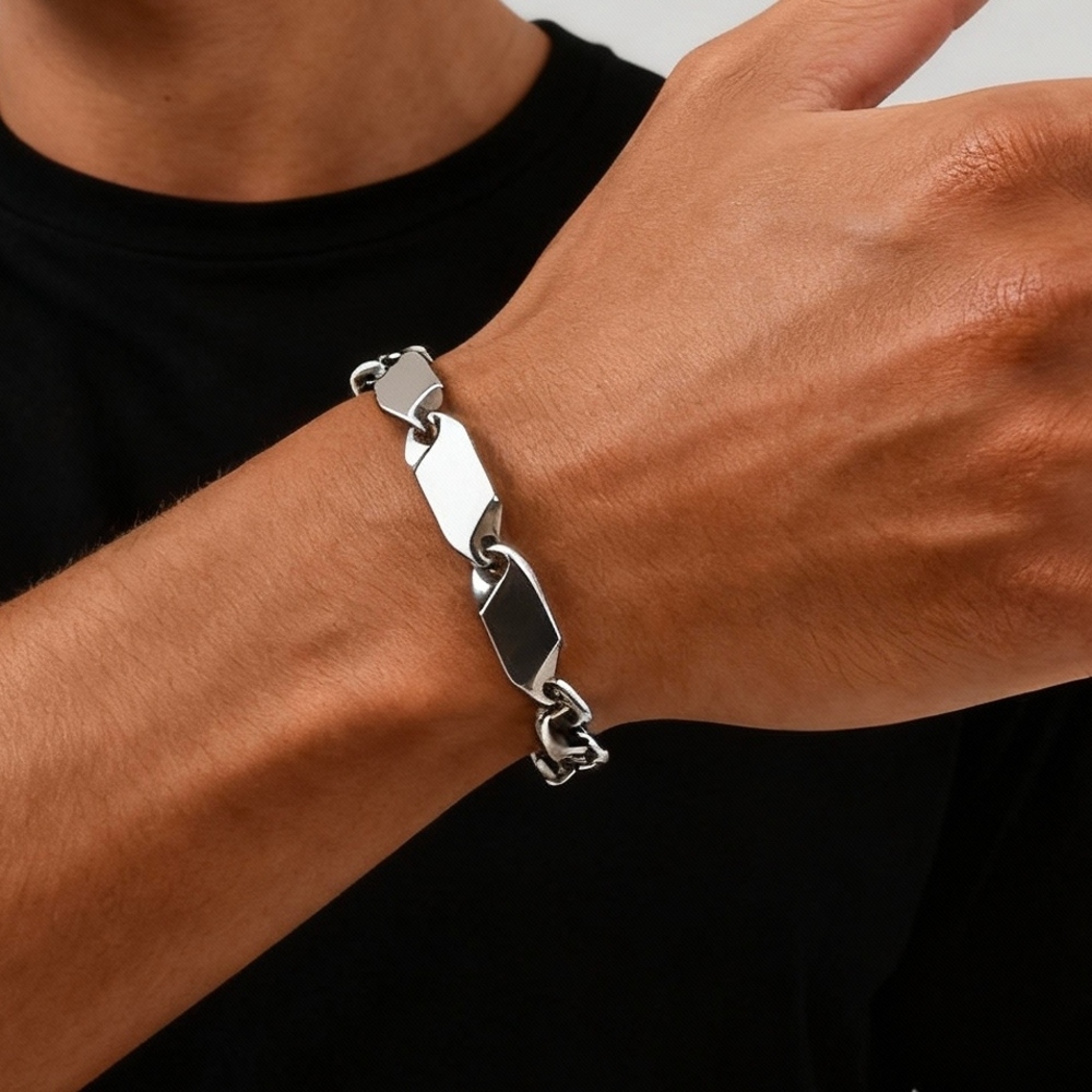 Cool Punk Stainless Steel Chai - Ceramic Link Bracelet recension och pris