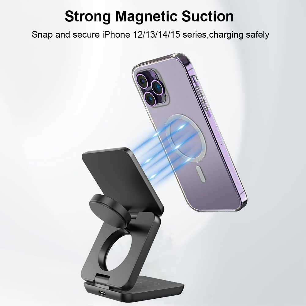 3 in 1 Foldable Magnetic Wirel - Smartwatch Ac recension och pris