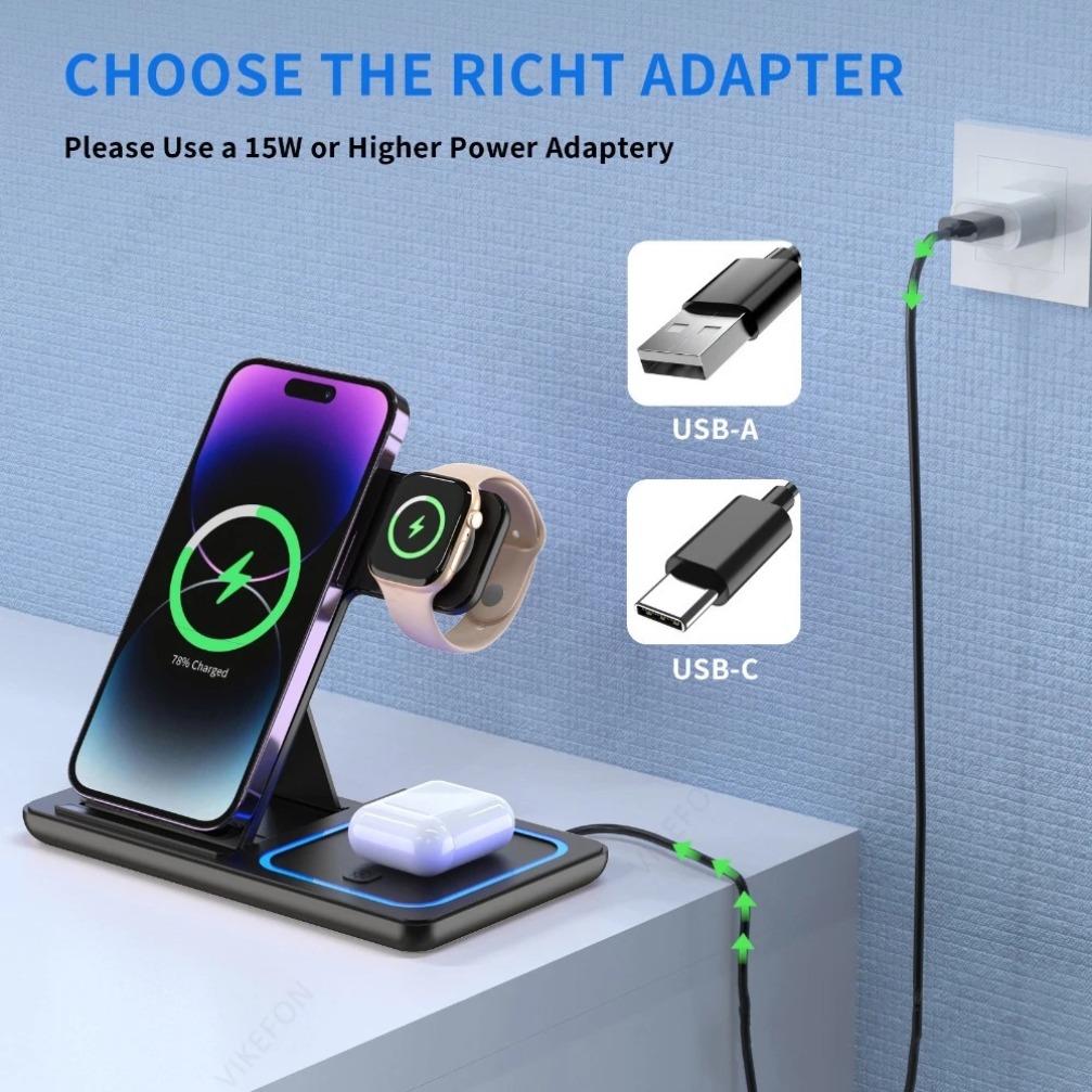 Foldable 3 in 1 Wireless Charg - Smartwatch Ac recension och pris
