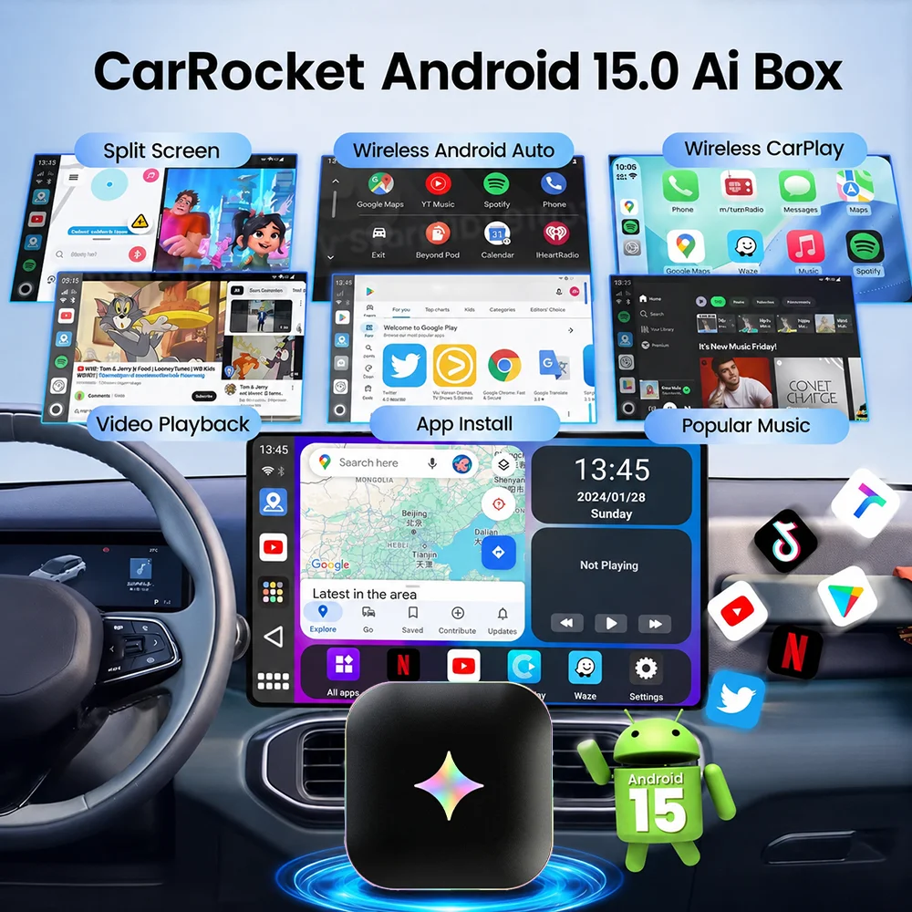 2026Android15 CarPlay Ai Box C - Smartwatch Universal recension och pris