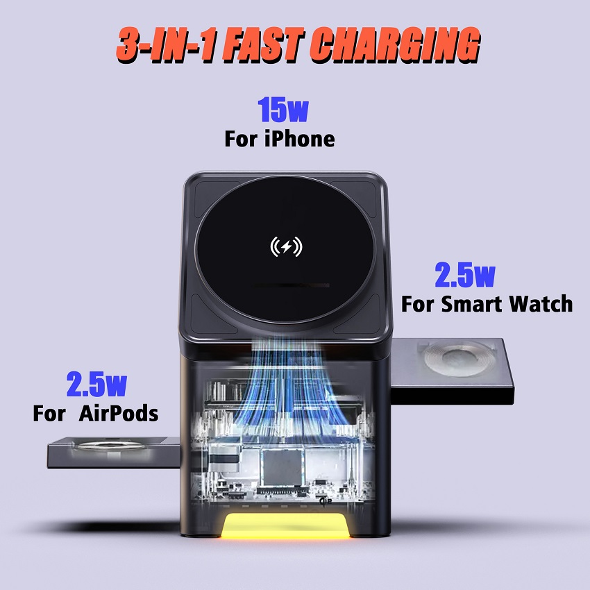 3 in 1 Magnetic Wireless Charg - Smartwatch Ac recension och pris